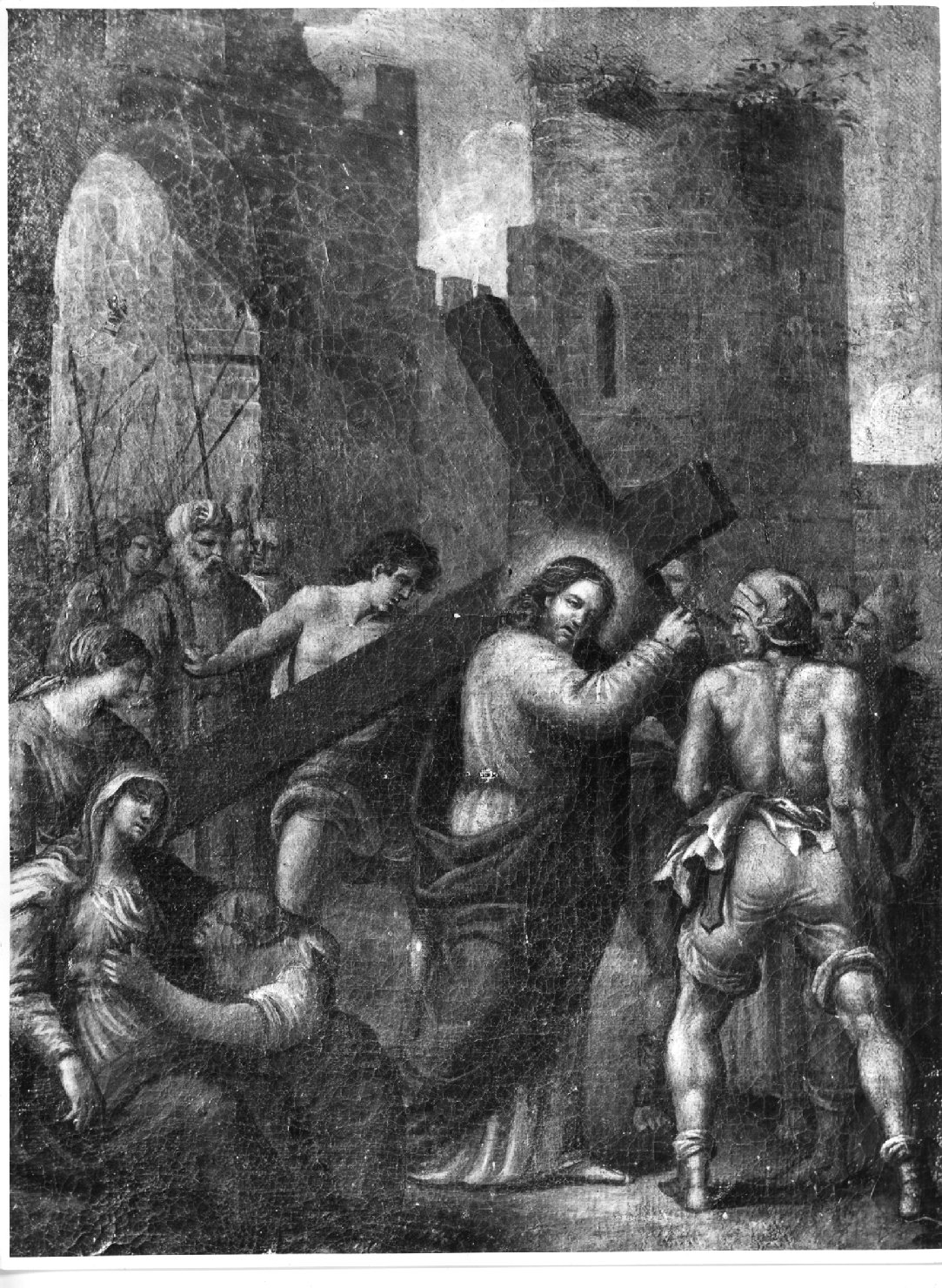 stazione IV: Gesù incontra la Madonna (dipinto) - ambito veneto (sec. XVIII)