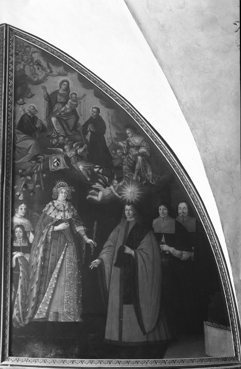Madonna con Bambino, Santi e devoti (dipinto) di Frigimelica Francesco (cerchia) (seconda metà sec. XVII)