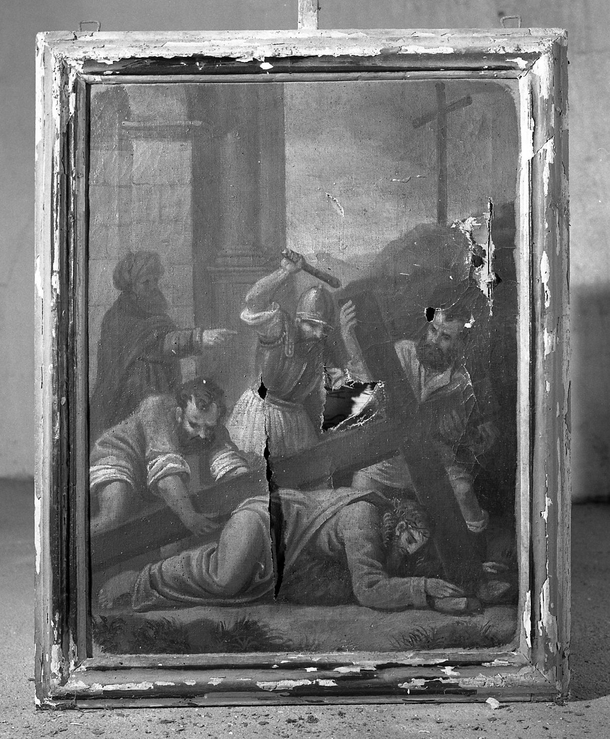 stazione III: Gesù cade sotto la croce la prima volta (dipinto) - ambito veneto (sec. XVIII)