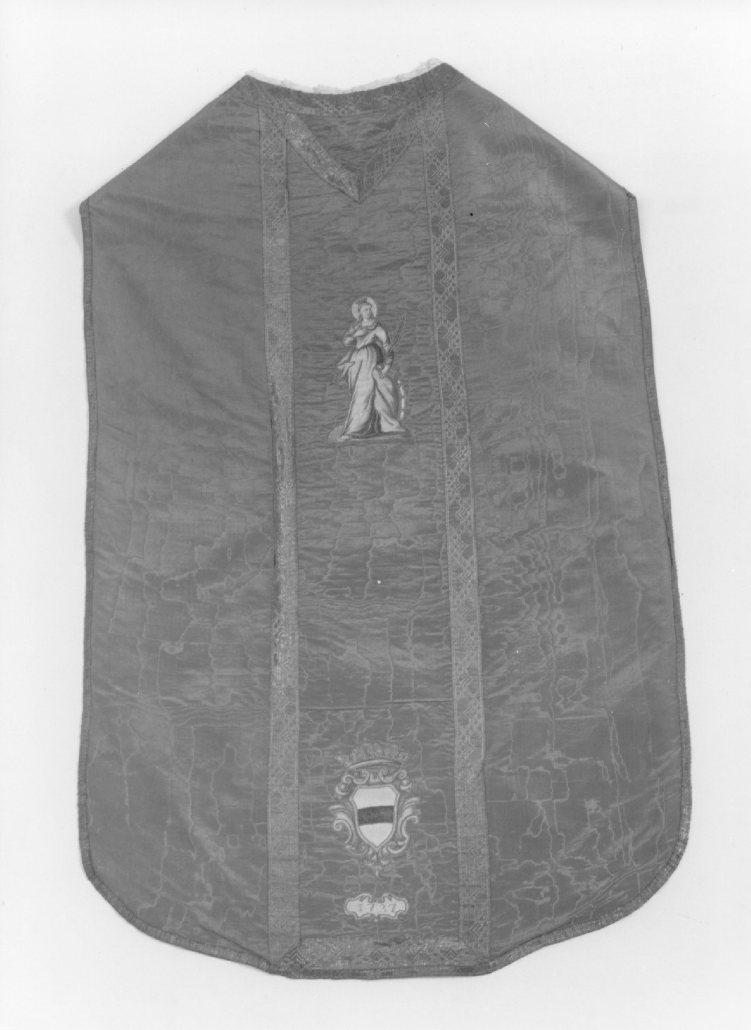 Santa Caterina, stemma araldico, cartiglio (pianeta, elemento d'insieme) - ambito veneto (sec. XVIII)