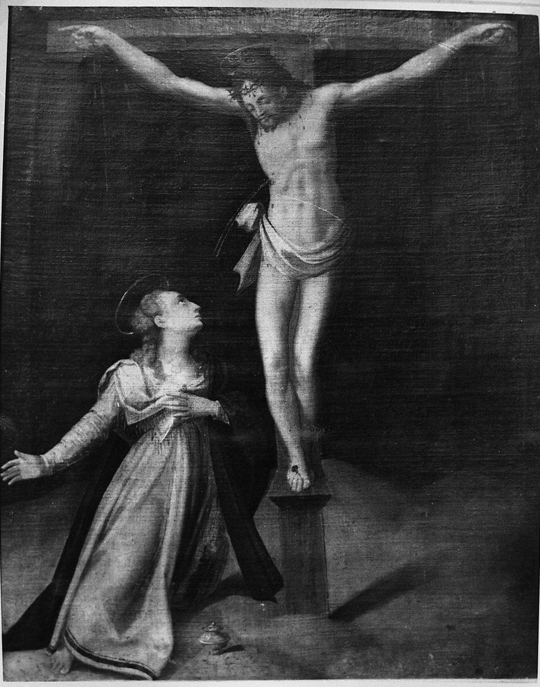 Cristo crocifisso con Santa Maria Maddalena (dipinto) di Frigimelica Francesco (primo quarto sec. XVII)