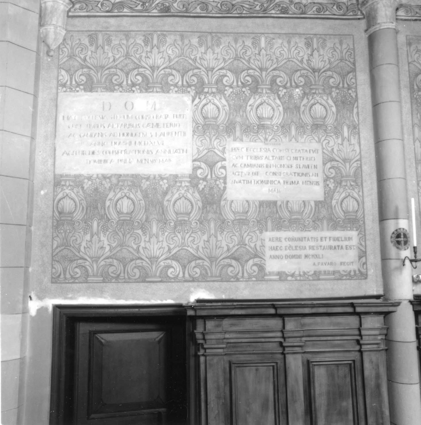 motivi decorativi vegetali con grappoli d'uva e spighe (dipinto) di Favaro Arturo (sec. XX)