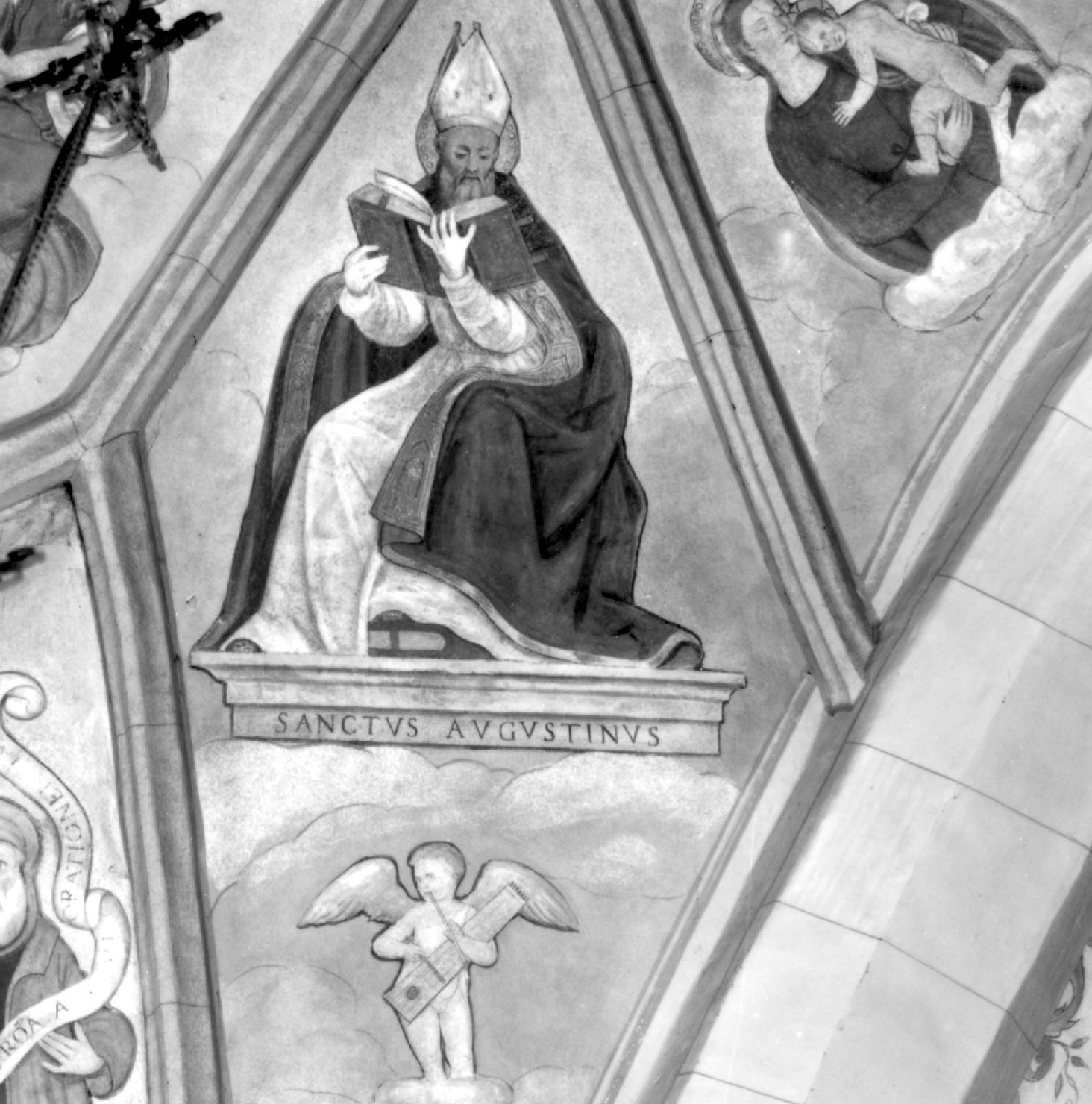 Sant'Agostino/ angelo musicante (dipinto) - ambito veneto (sec. XVI)