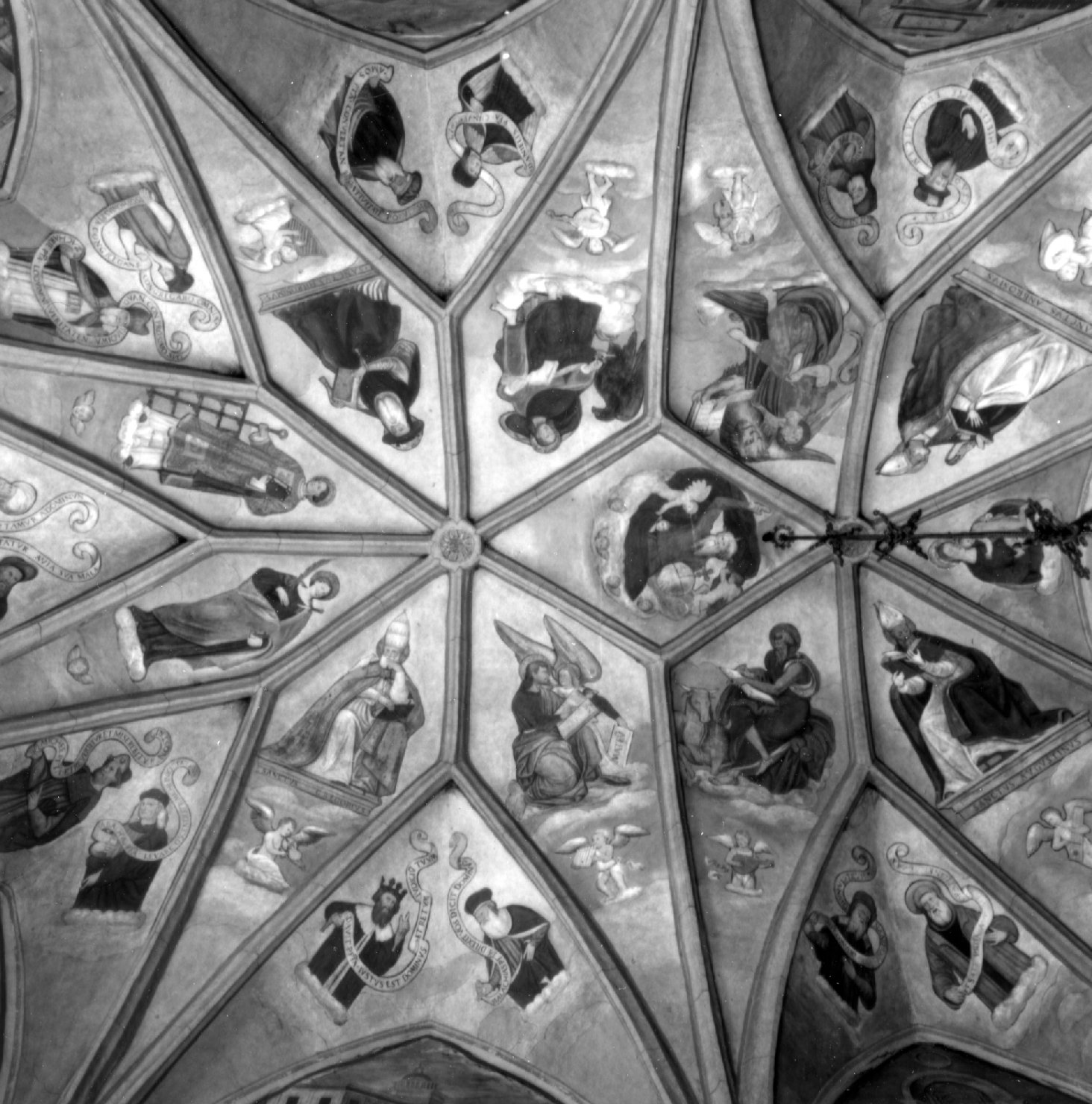 Dottori della Chiesa/ Quattro Evangelisti/ Profeti/ Dio Padre/ Angeli (dipinto) - ambito veneto (sec. XVI)