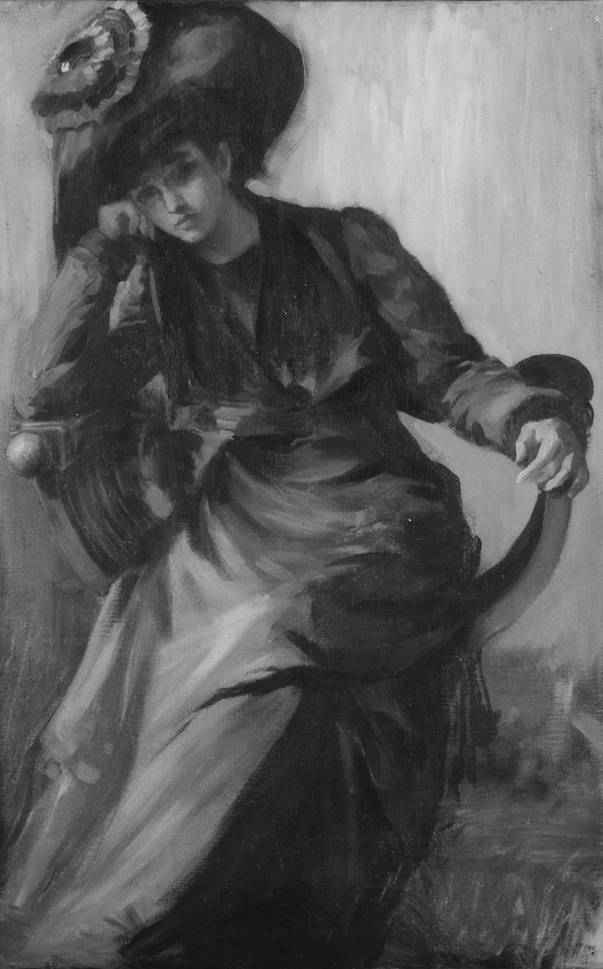 figura femminile seduta (dipinto) di Selvatico Lino (primo quarto sec. XX)
