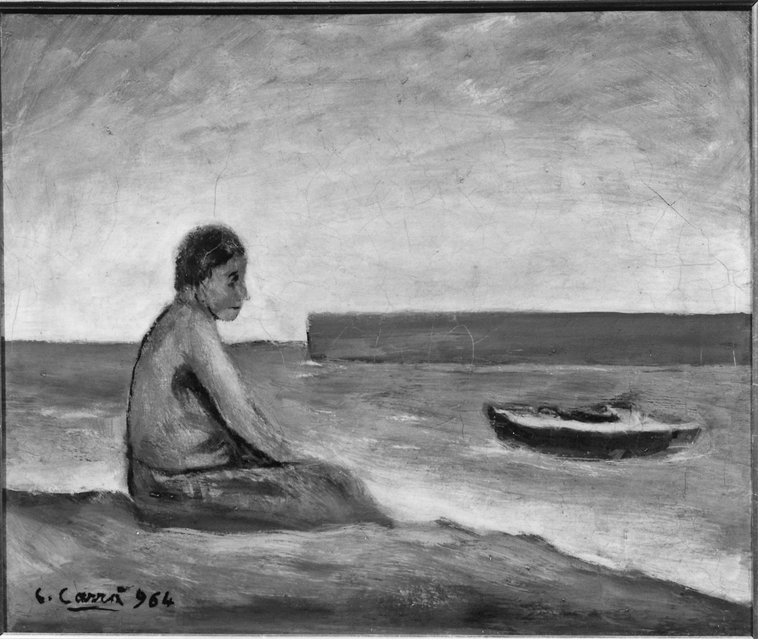 Il pescatore, Pescatore a riposo (dipinto) di Carrà Carlo (sec. XX)