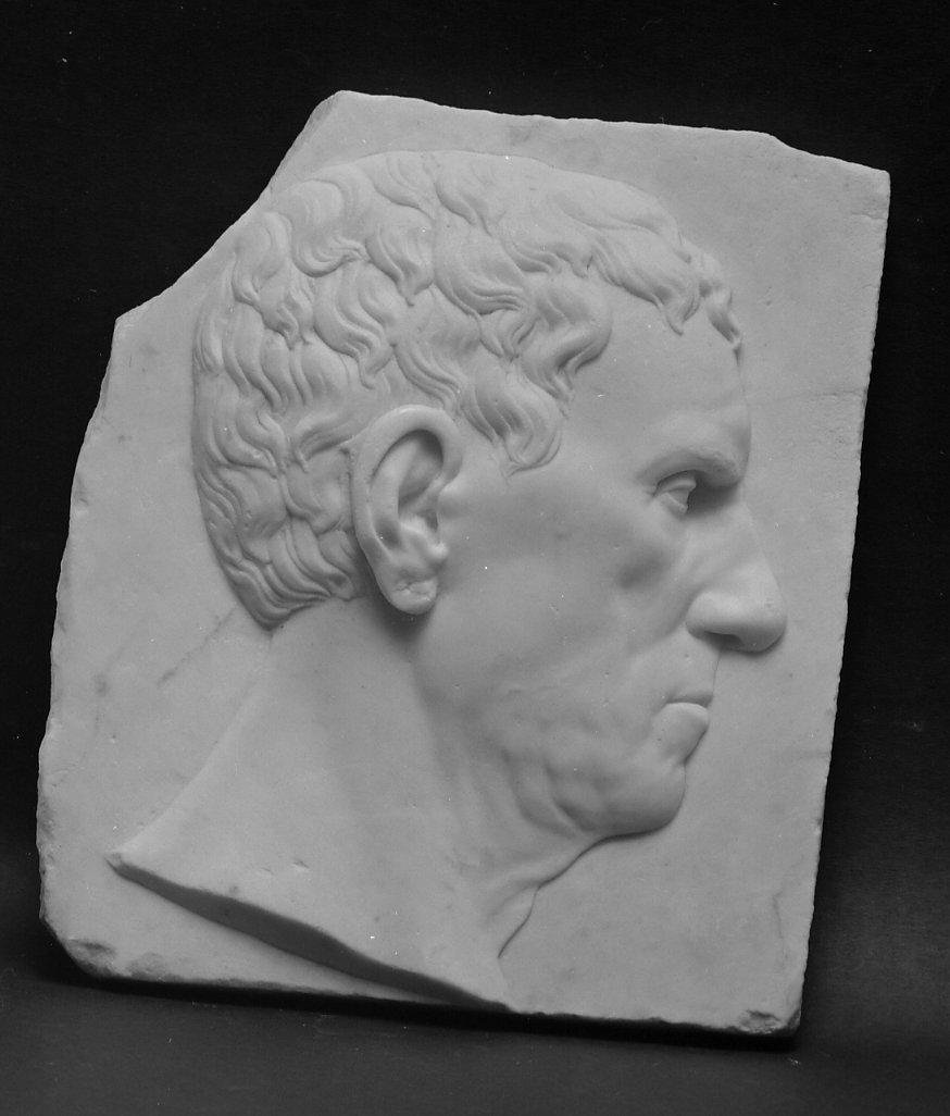 testa d'uomo di profilo (rilievo, opera isolata) - bottega Italia centro-settentrionale (seconda metà sec. XVIII)