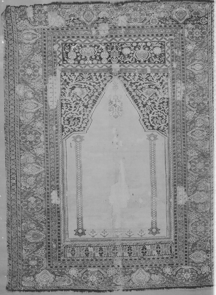 motivi decorativi floreali (tappeto da preghiera, opera isolata) - manifattura anatolica (sec. XVII)