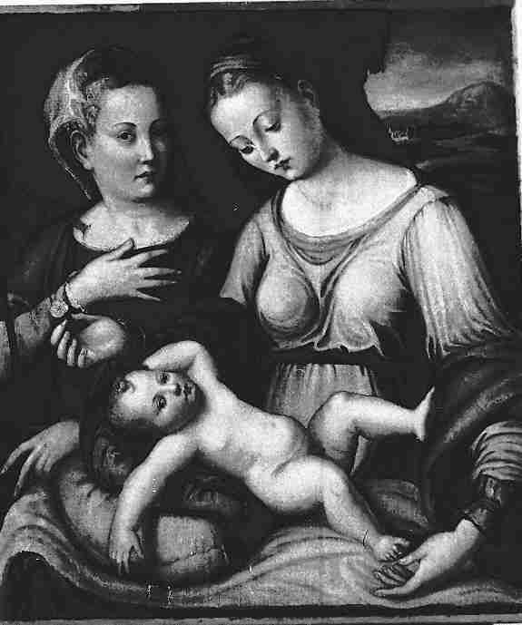 Madonna con Bambino e Santa Giustina (dipinto, opera isolata) di Longhi Luca (sec. XVI)