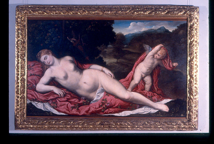 Venere e Cupido (dipinto, opera isolata) di Bordone Paris (attribuito) (metà sec. XVI)