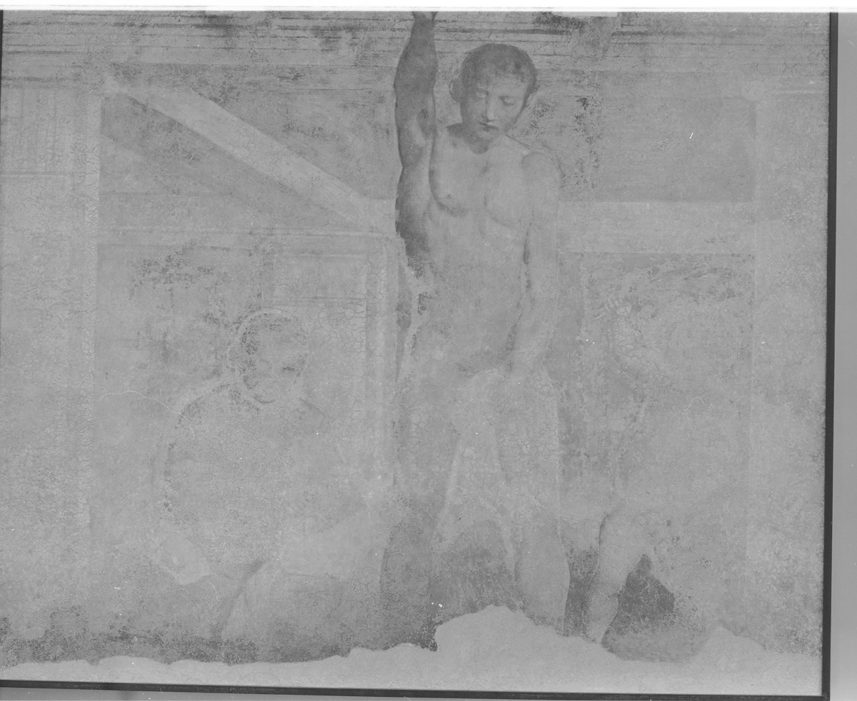 figura maschile (dipinto, elemento d'insieme) di Campagnola Domenico (sec. XVI)