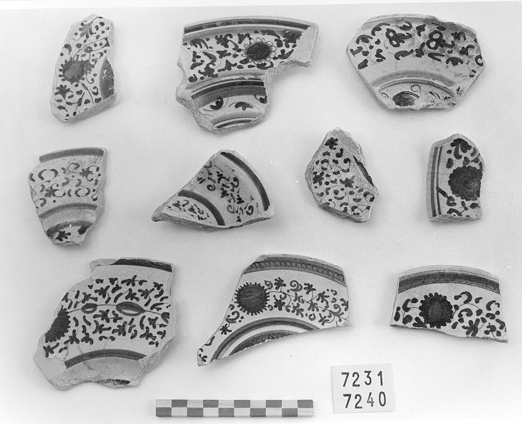 motivi decorativi vegetali (piatto, frammento) - ambito faentino (prima metà sec. XVI)