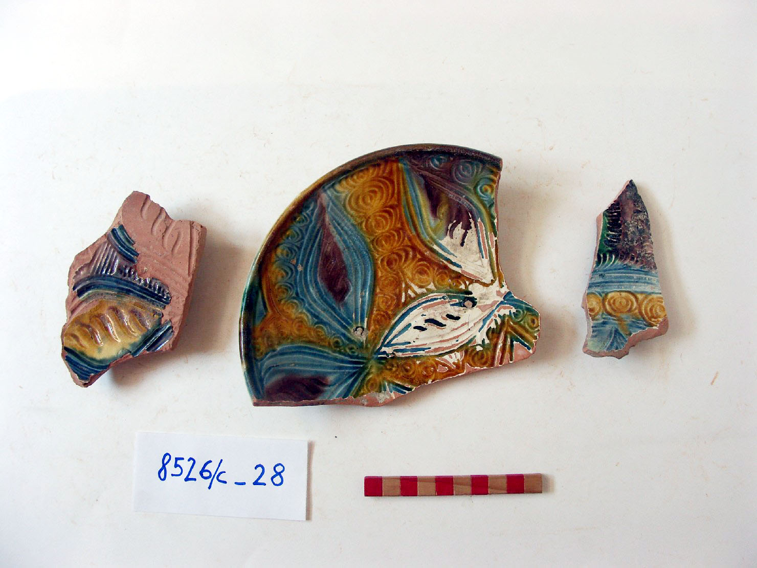 motivi decorativi geometrici e vegetali (piatto, frammento) - ambito mantovano (secc. XVI/ XVII)