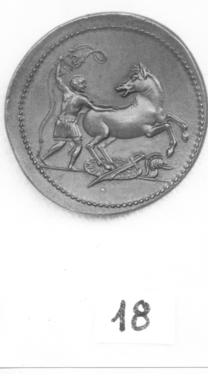 giovane a cavallo (medaglia) di Cavino Giovanni (attribuito) (sec. XVI)