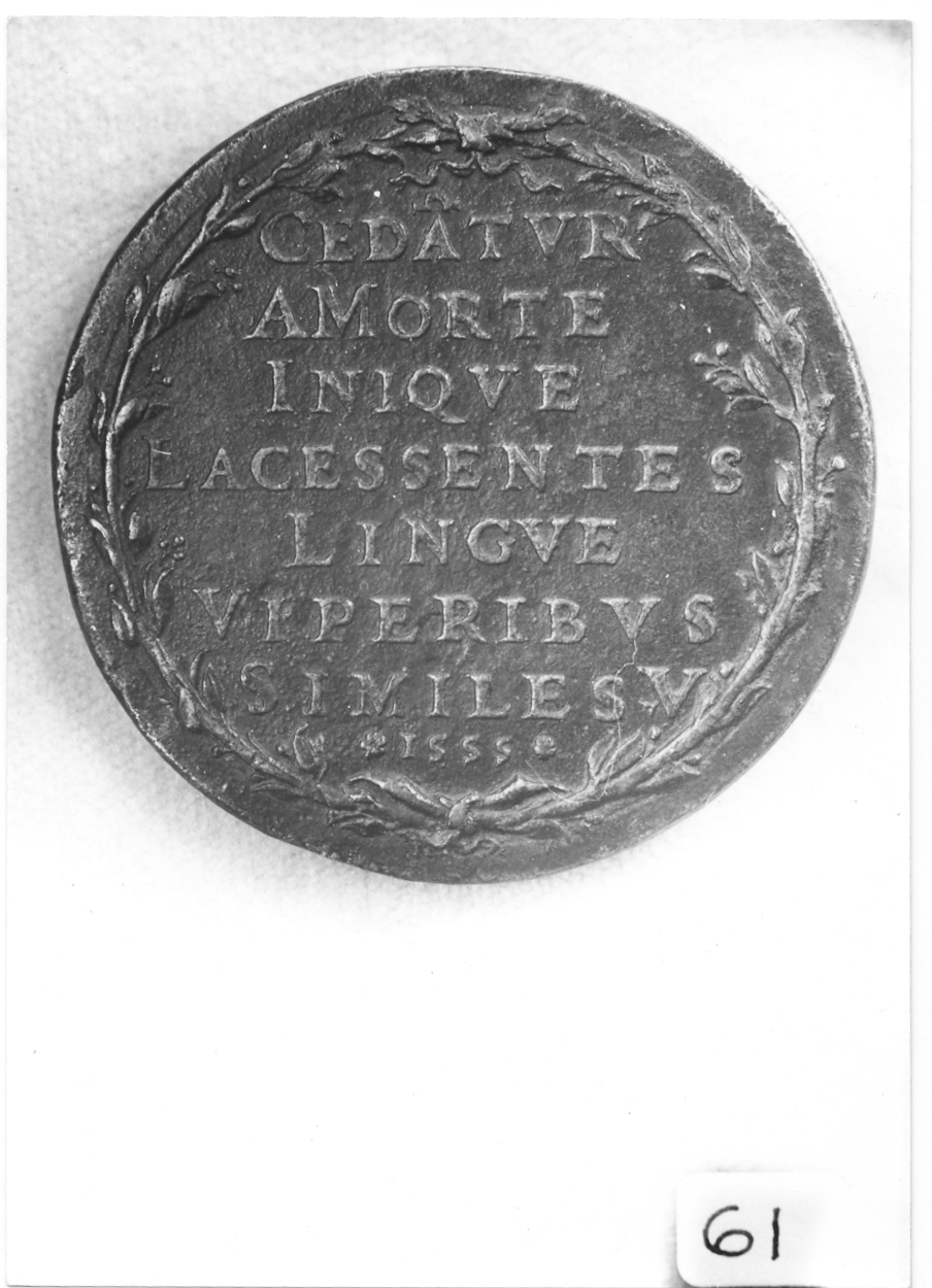 iscrizione (medaglia) - ambito modenese (sec. XVI)