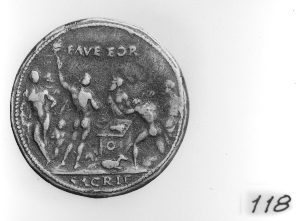 sacrificio pagano (medaglia, elemento d'insieme) di Gambello Vittore detto Camelio (secc. XV/ XVI)