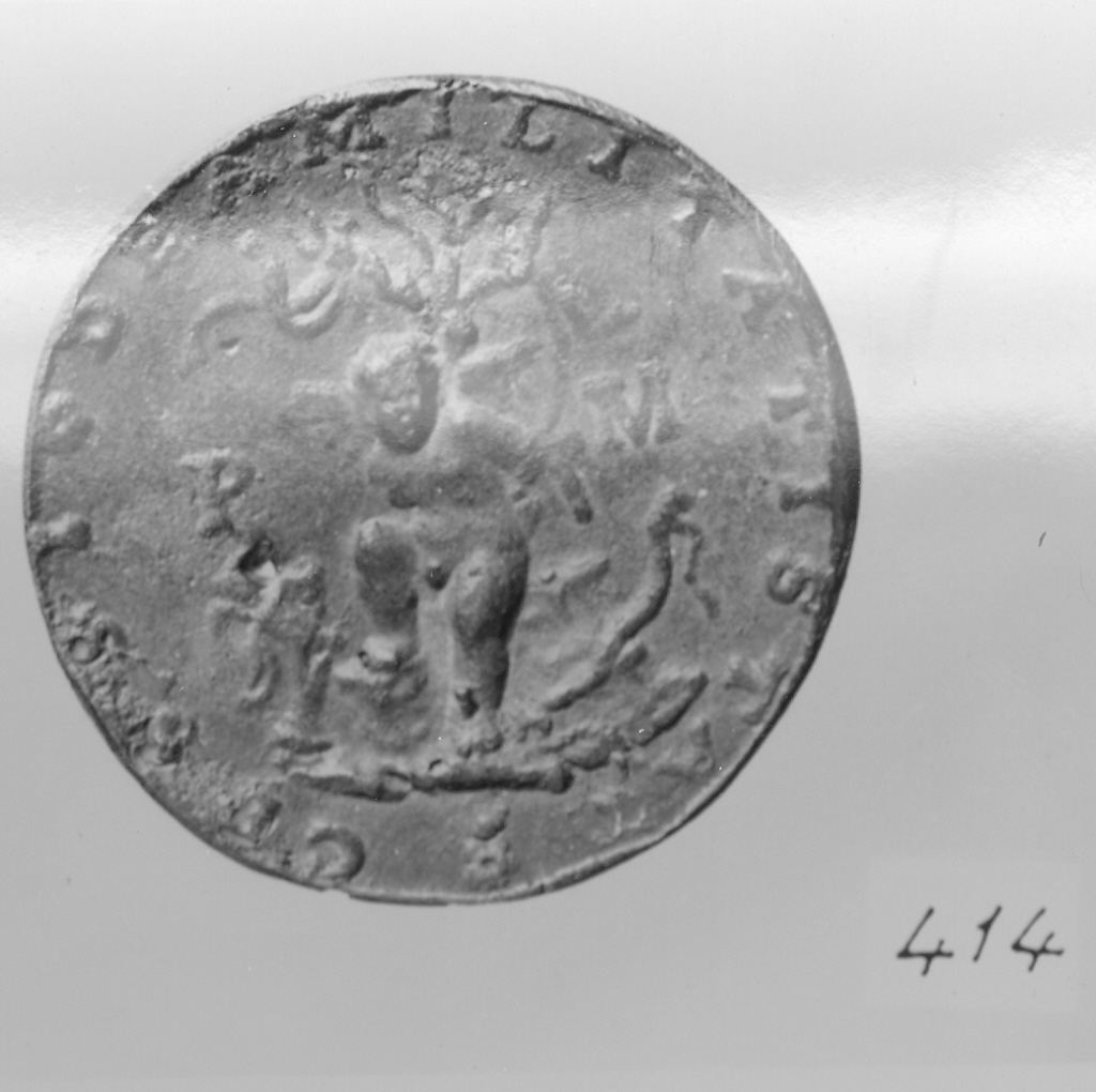 putto (medaglia, elemento d'insieme) - ambito ferrarese (primo quarto sec. XVI)