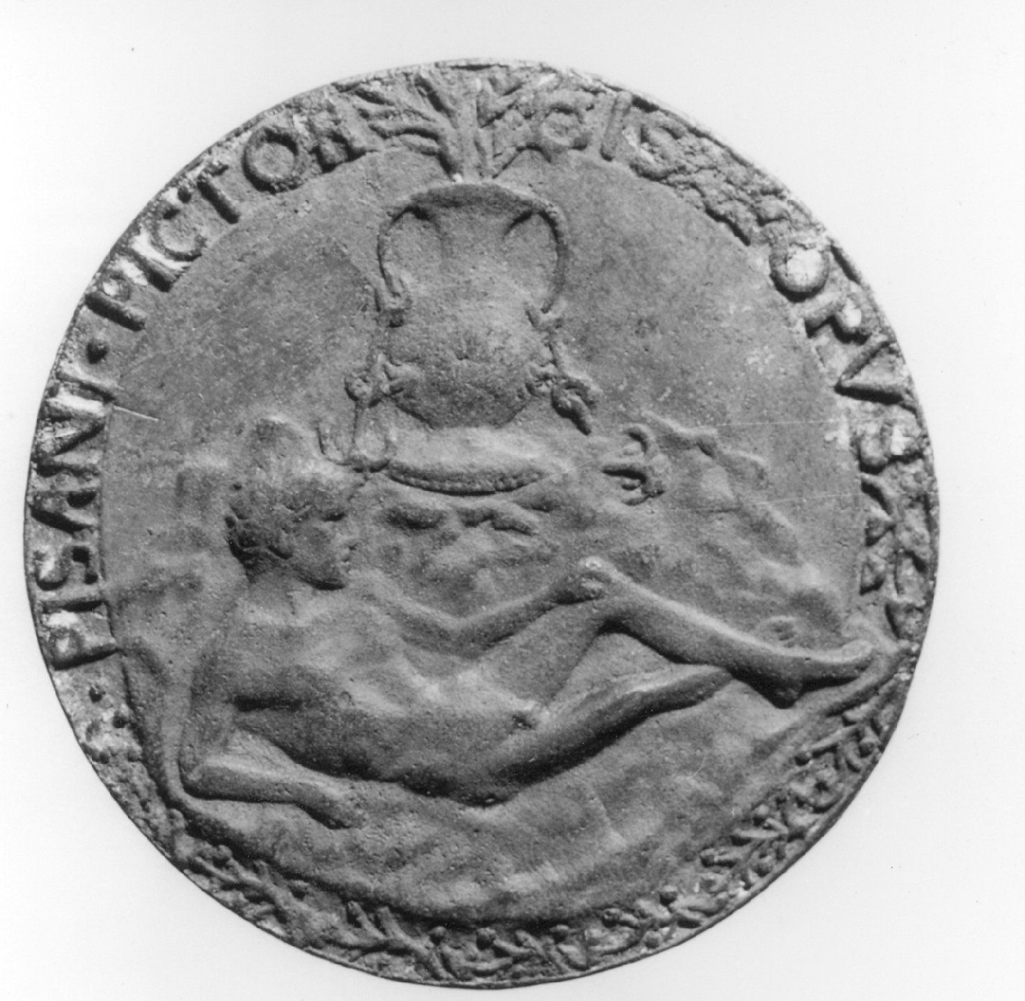 giovane nudo (medaglia, elemento d'insieme) di Antonio di Puccio Pisano detto Pisanello (secc. XIV/ XV)