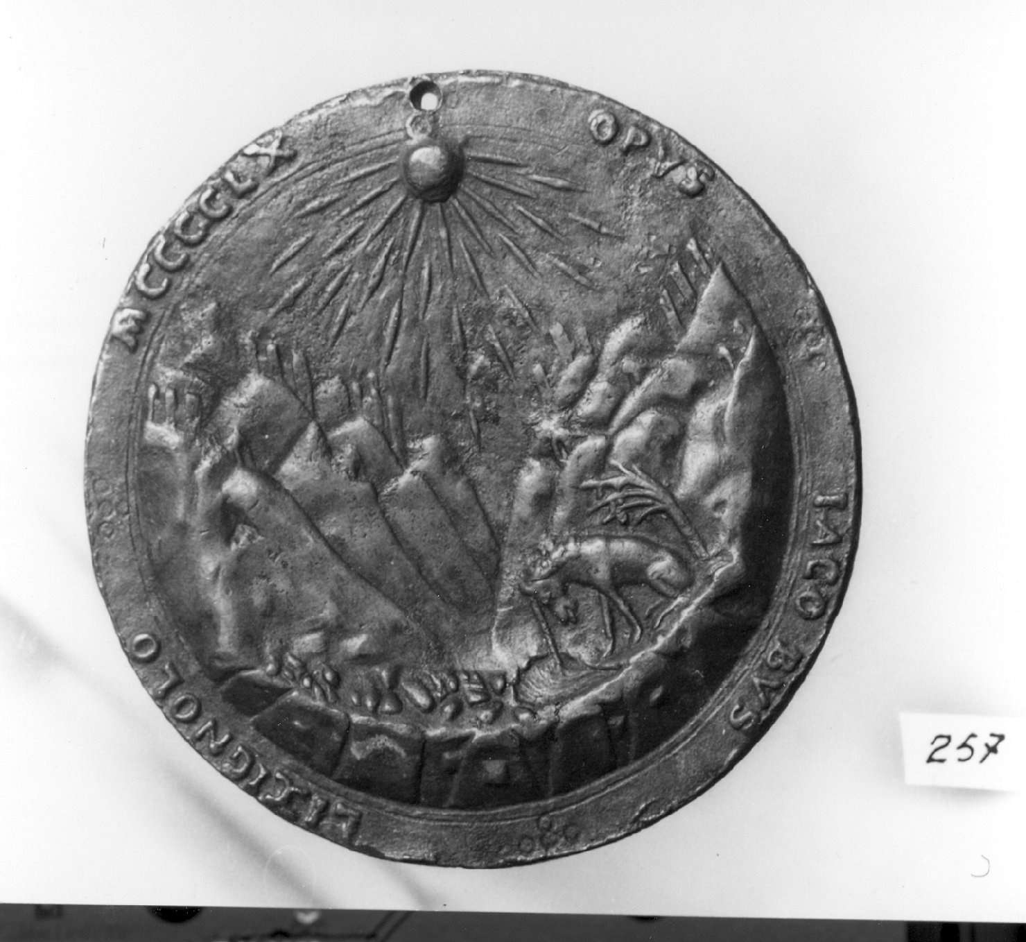 paesaggio con animali (medaglia, elemento d'insieme) di Luxignolo Jacopo (sec. XV)