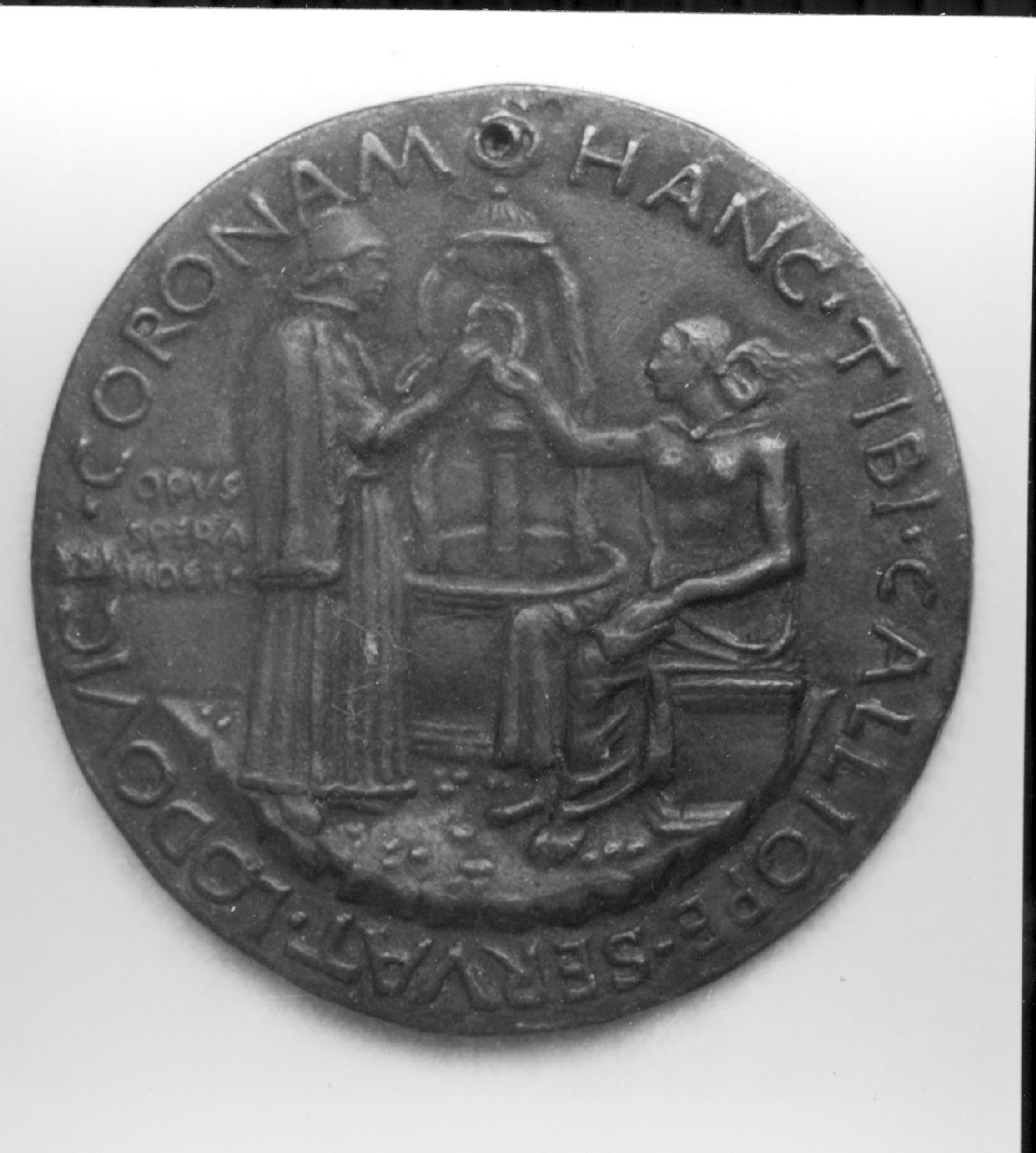 scena allegorica (medaglia, elemento d'insieme) di Sperandio (secc. XV/ XVI)