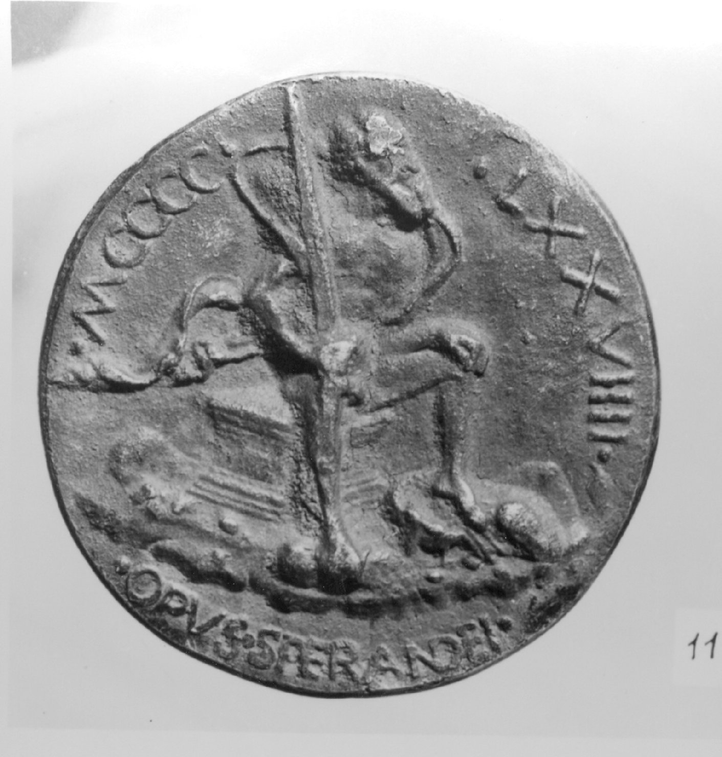 figura maschile (medaglia, elemento d'insieme) di Sperandio (secc. XV/ XVI)