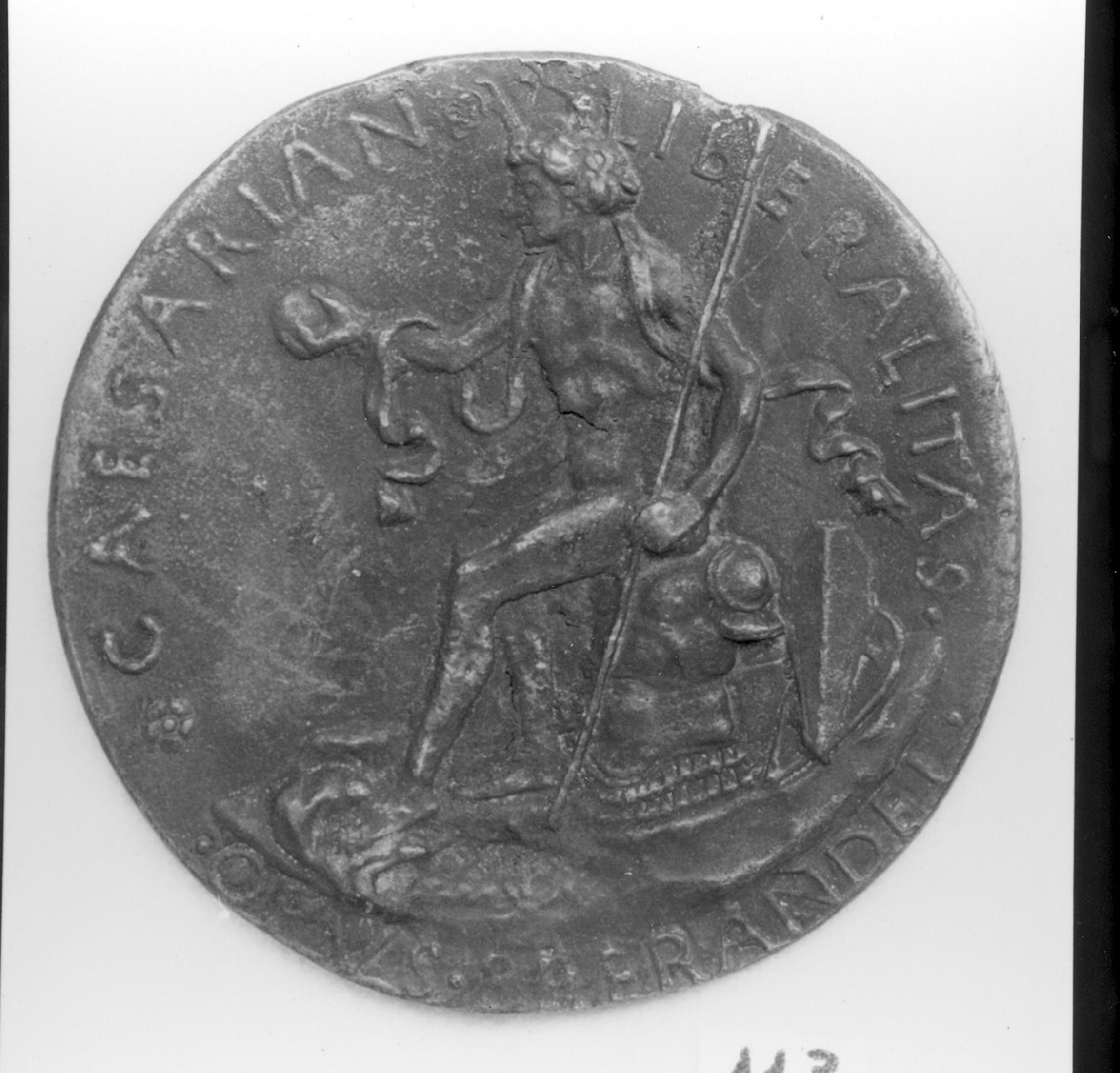 figura maschile (medaglia, elemento d'insieme) di Sperandio (secc. XV/ XVI)