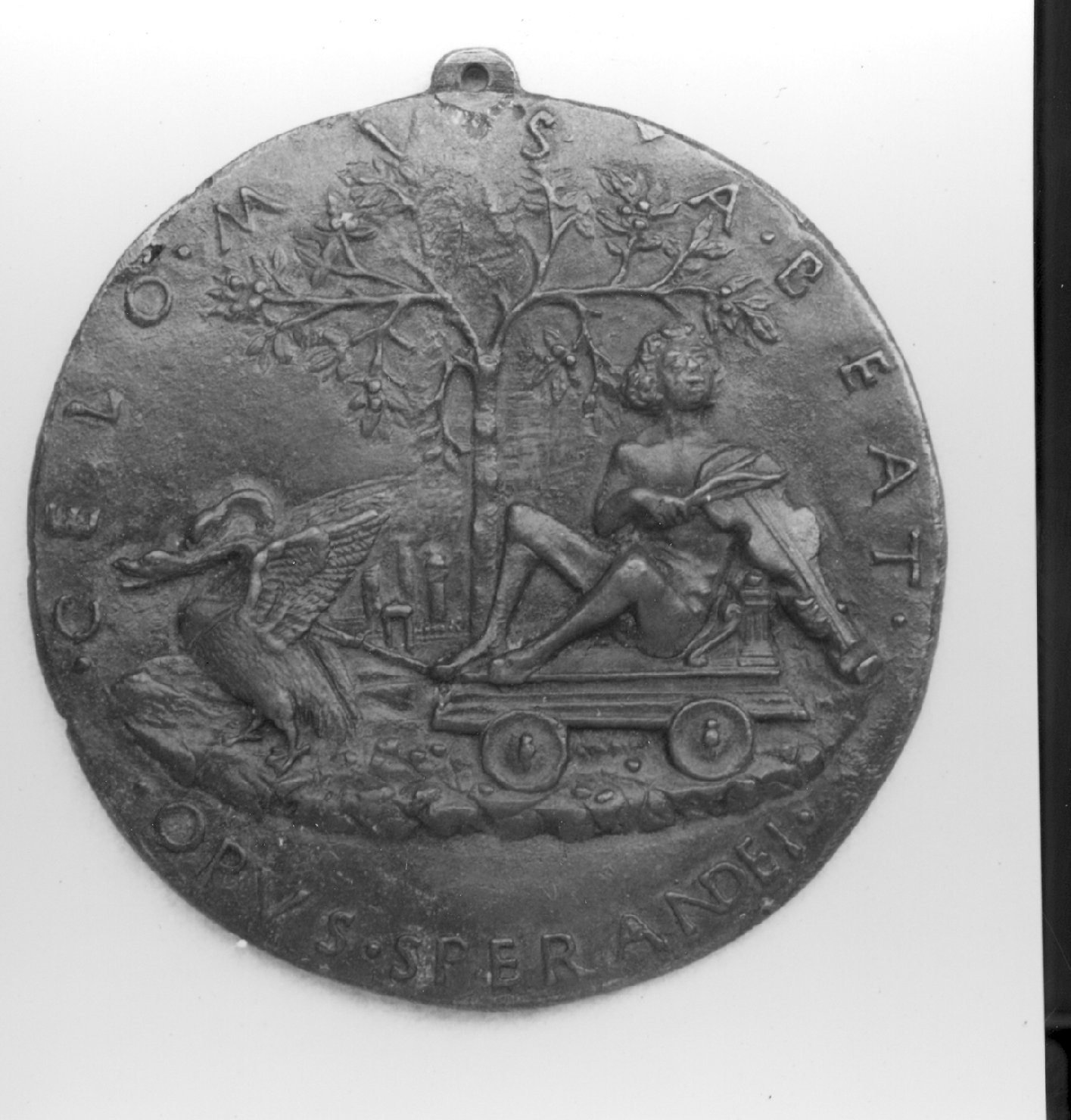 giovane nudo (medaglia, elemento d'insieme) di Sperandio (secc. XV/ XVI)