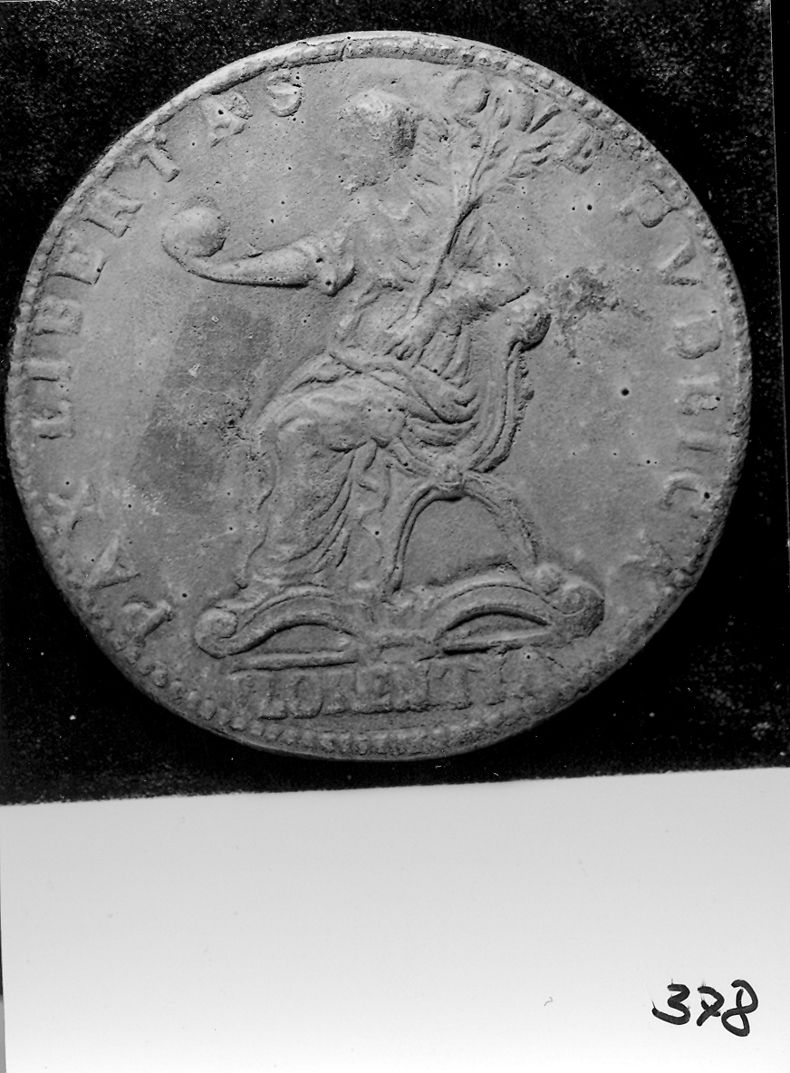 figure allegoriche femminili (medaglia, elemento d'insieme) - ambito toscano (terzo quarto sec. XV)