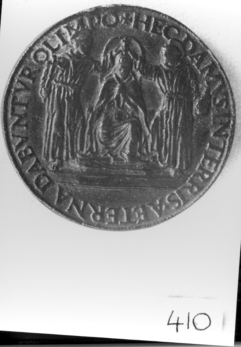 incoronazione di papa Sisto IV (medaglia, elemento d'insieme) - ambito romano (ultimo quarto sec. XV)