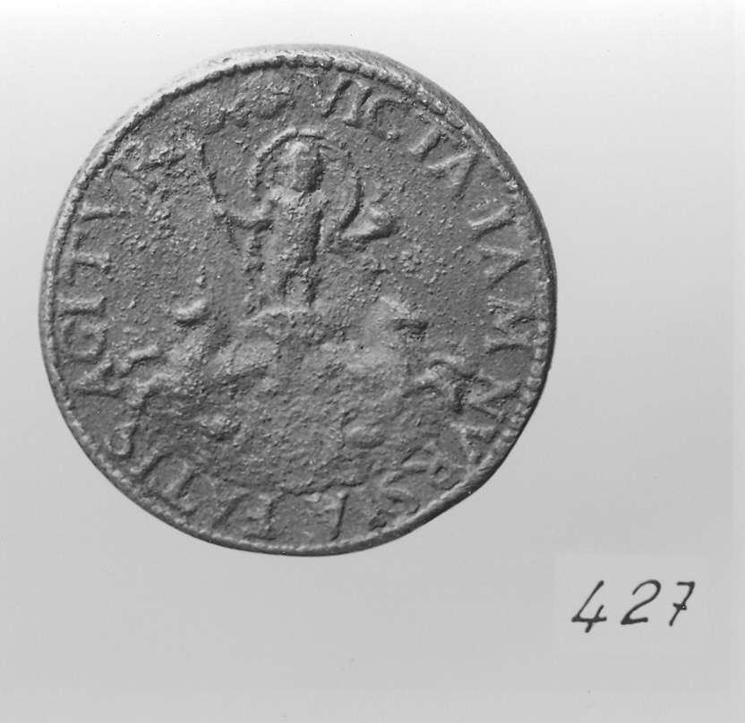 Nettuno sul suo carro come re del mare (medaglia, elemento d'insieme) - ambito milanese (terzo quarto sec. XV)