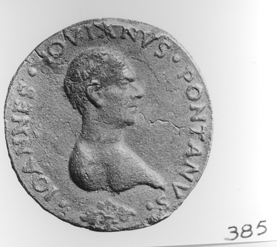 Giovanni Pontano, ritratto d'uomo di profilo (medaglia, elemento d'insieme) - ambito napoletano (terzo quarto sec. XV)