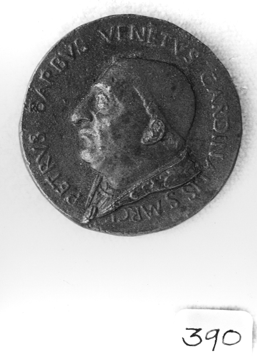 Cardinale Pietro Barbo, ritratto d'uomo di profilo (medaglia, elemento d'insieme) - ambito romano (terzo quarto sec. XV)