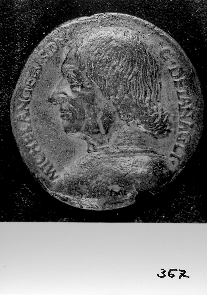 Michelangelo de Tanagli, ritratto d'uomo di profilo (medaglia, elemento d'insieme) - ambito toscano (ultimo quarto sec. XV)