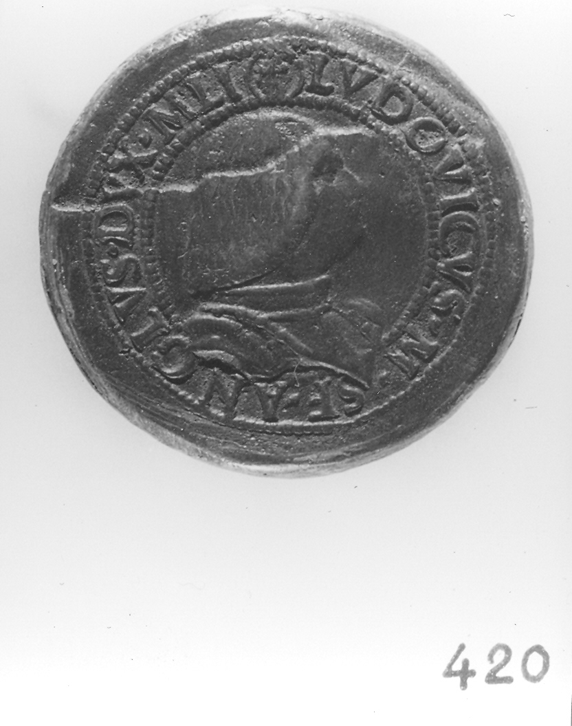 Ludovico il Moro, ritratto d'uomo di profilo (medaglia, elemento d'insieme) - ambito milanese (ultimo quarto sec. XV)