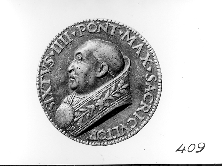 Papa Sisto IV, ritratto d'uomo di profilo (medaglia, elemento d'insieme) - ambito romano (ultimo quarto sec. XV)