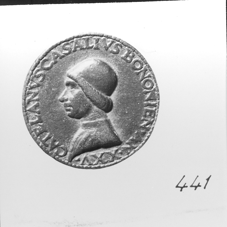 Catelano Casali, ritratto d'uomo di profilo (medaglia, elemento d'insieme) - ambito bolognese (ultimo quarto sec. XV)