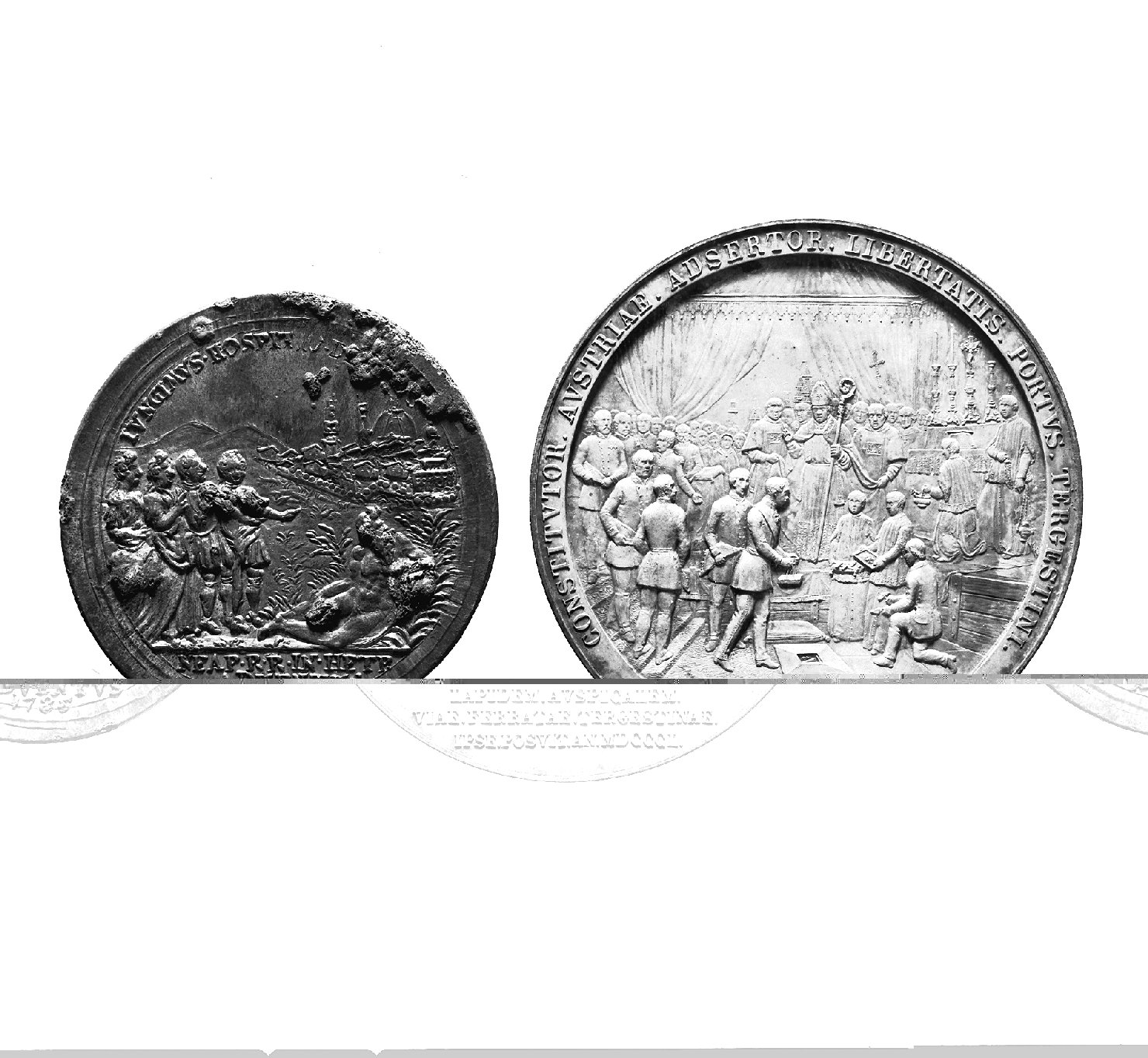 posa della prima pietra della ferrovia (medaglia, elemento d'insieme) - ambito dalmata (seconda metà sec. XIX)