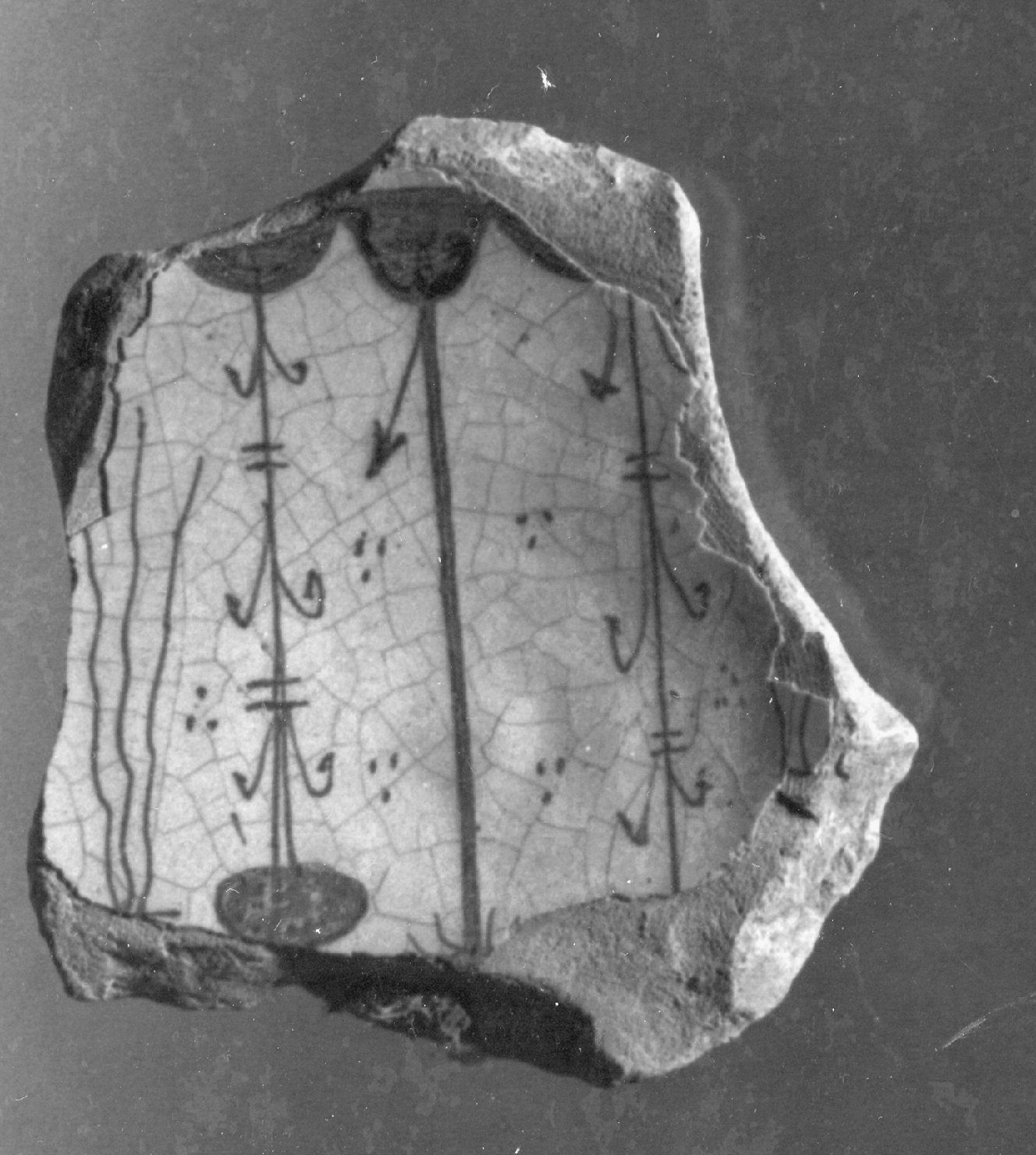 motivi decorativi (piatto, frammento) - ambito faentino (secc. XV/ XVI)