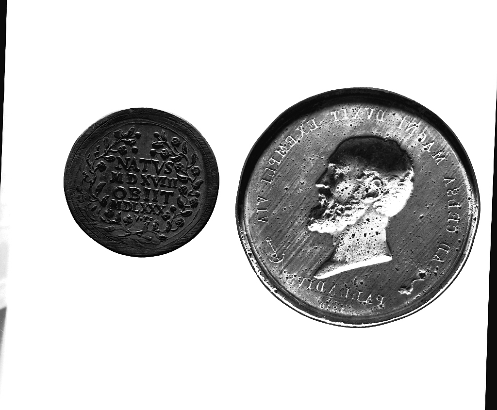 testa d'uomo (medaglia, elemento d'insieme) - ambito vicentino (sec. XVI)