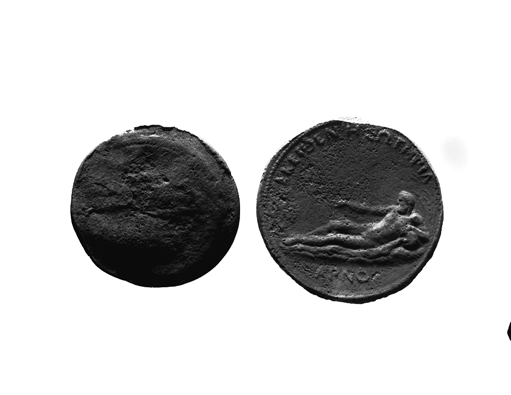 figura maschile (medaglia, elemento d'insieme) - ambito dell'Italia centrale (secc. XV/ XVI)