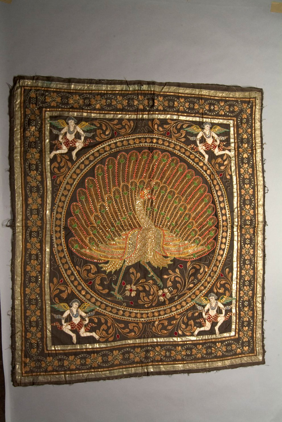 pannello decorato, elementi decorativi (tessuto, opera isolata) - ambito asiatico (sec. XIX)