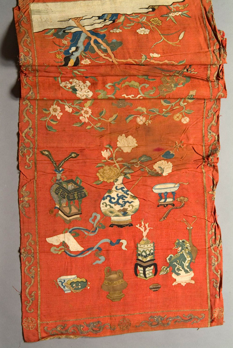 striscia decorata, elementi decorativi (tessuto, opera isolata) - ambito cinese (sec. XIX)