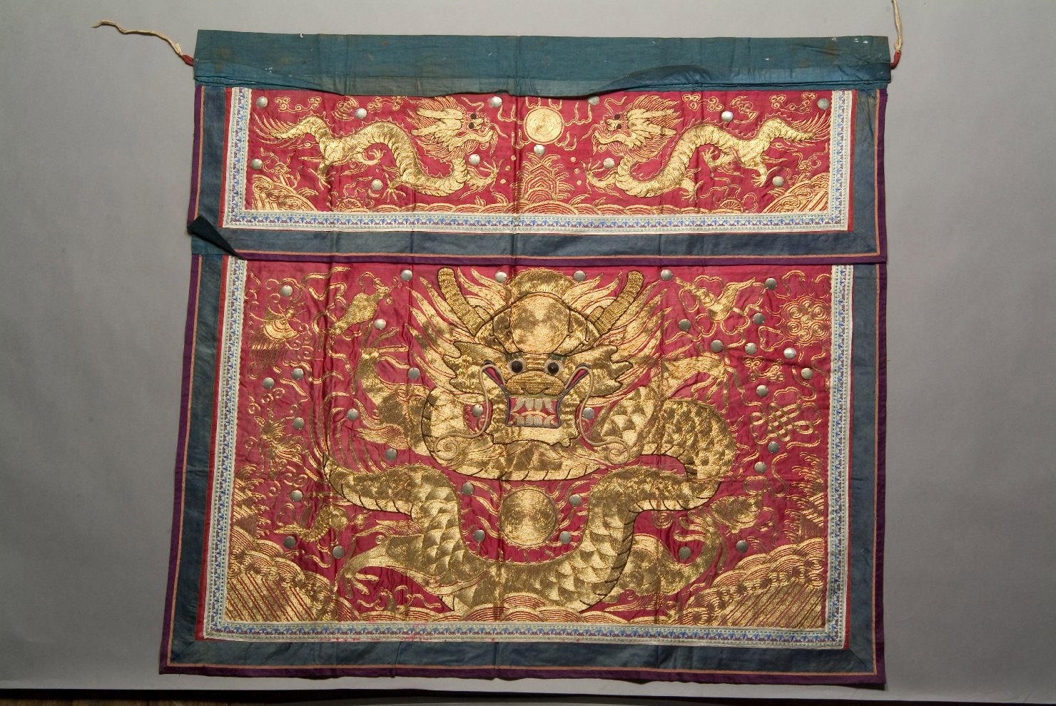 pannello decorato, elementi decorativi (tessuto, opera isolata) - ambito cinese (sec. XIX)