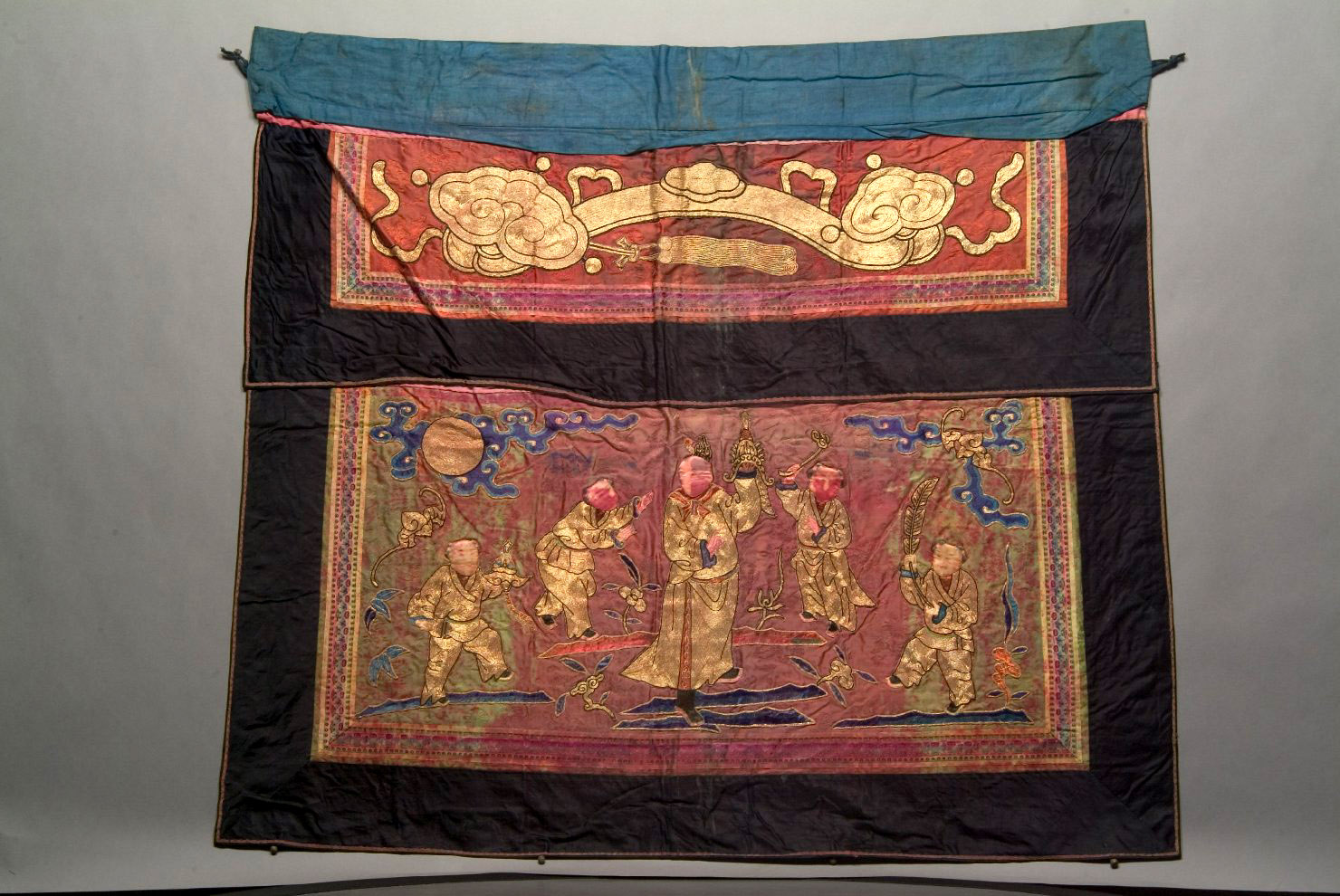 pannello decorato, elementi decorativi (tessuto, opera isolata) - ambito cinese (sec. XIX)