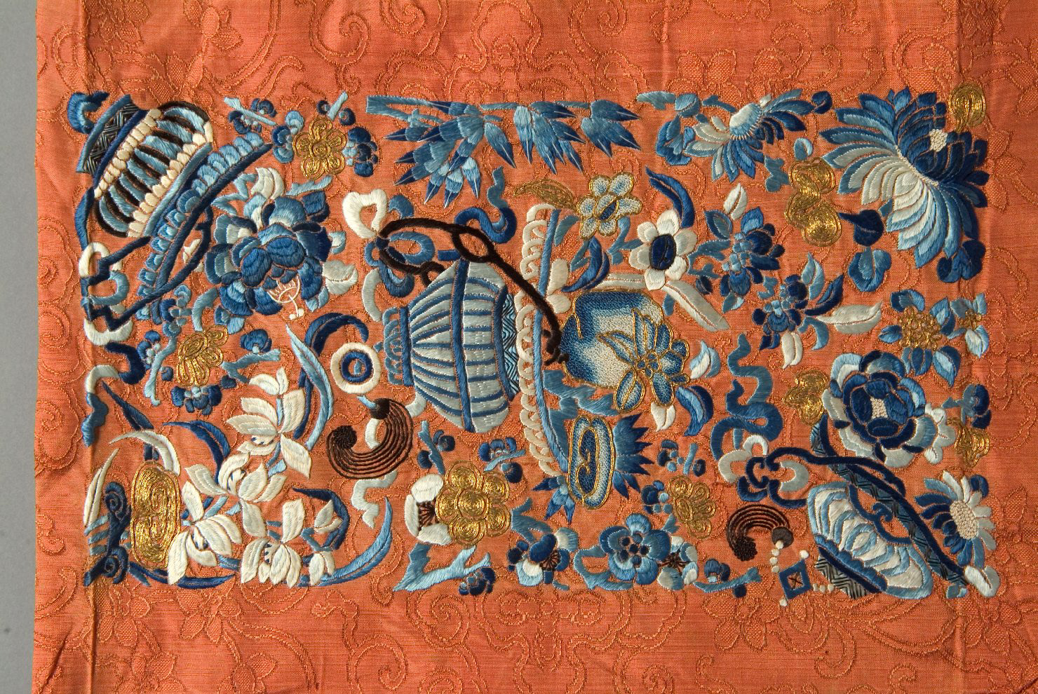 striscia decorata, elementi decorativi (tessuto, opera isolata) - ambito cinese (sec. XIX)