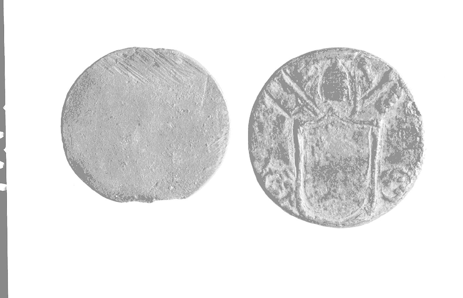 stemma papale (medaglia, elemento d'insieme) - ambito romano (sec. XIV)