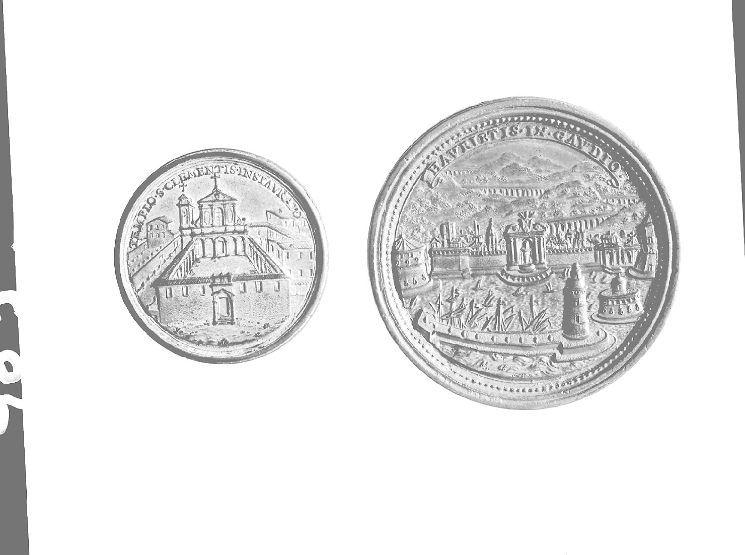 veduta di città (medaglia, elemento d'insieme) - ambito romano (sec. XVIII)