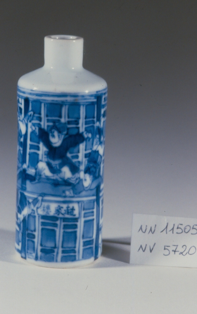 scena con acrobati (zaji), acrobata (tabacchiera, opera isolata) - ambito cinese (secc. XVII/ XIX)