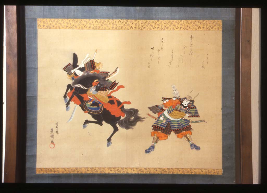 L'eroina Tomoye, giovane a cavallo (dipinto, opera isolata) di Tsunoda Kunisada I (prima metà sec. XIX)