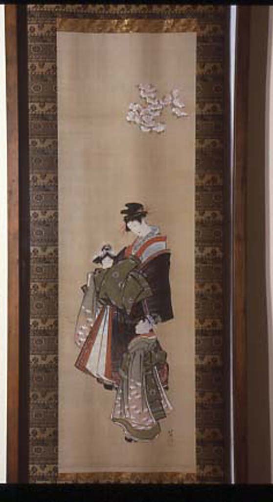 Cortigiana e due kamuro, figure femminili (dipinto, opera isolata) di Katsushika Hokusai (scuola) (inizio sec. XIX)